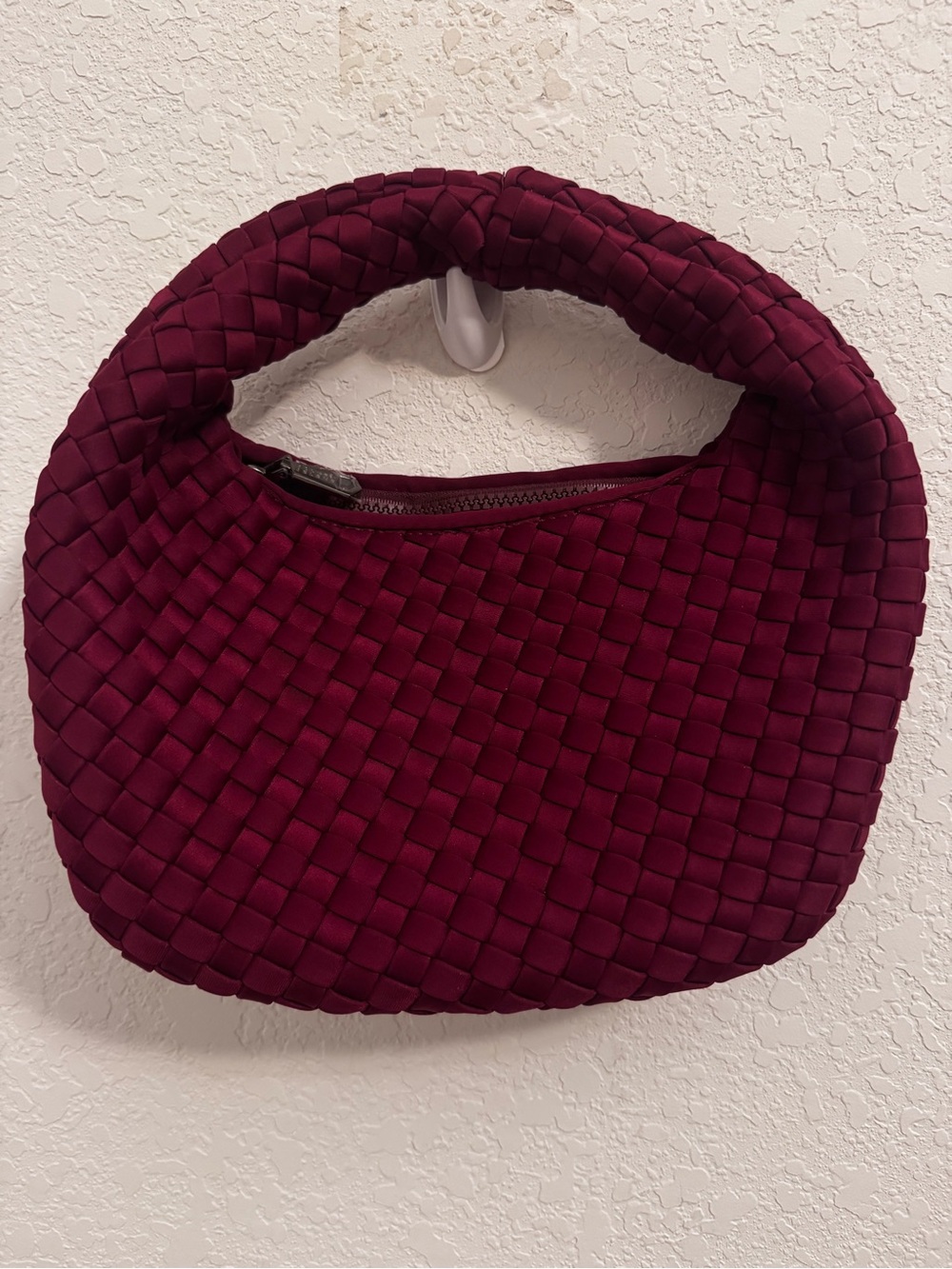 Braided Hobo Clutch in Wine